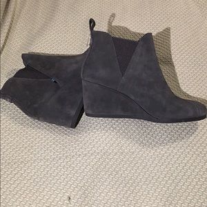 TOMS Forged Iron Grey Kelsey Suede Wedge Bootie